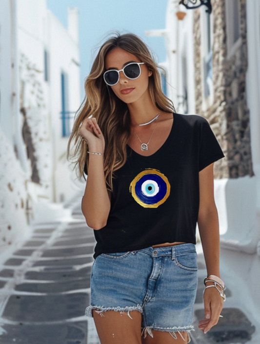 EVIL EYE OVERSIZED TEE - BLACK