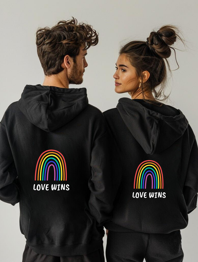 LOVE WINS HOODIE - BLACK- UNISEX