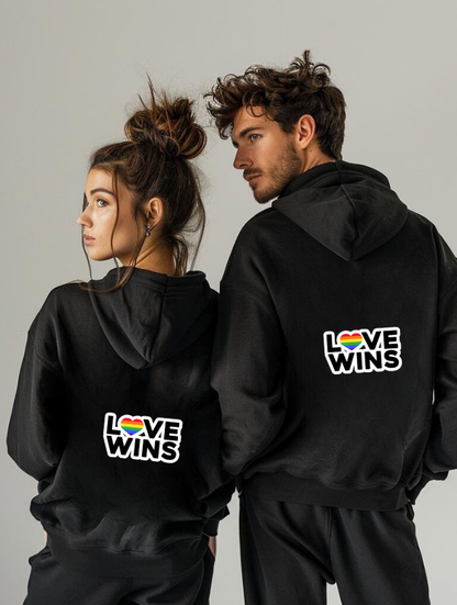 RETRO LOVE WINS HOODIE - BLACK- UNISEX