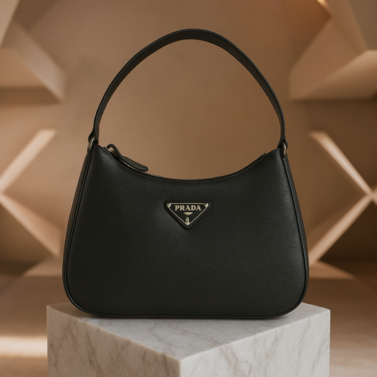 Prada Black Leather Shoulder Bag – Classic Elegance