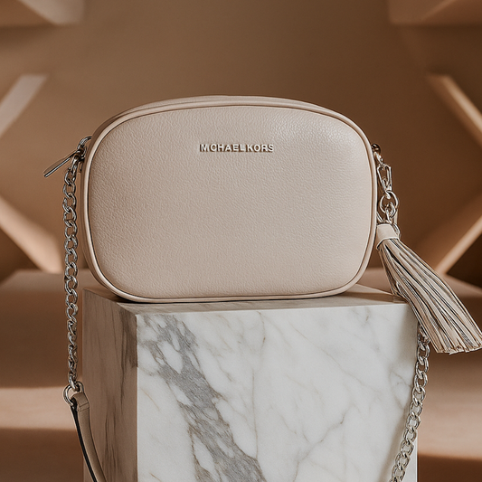 Michael Kors Beige Pebbled Leather Crossbody Bag – Pre-Loved (Excellent Condition)
