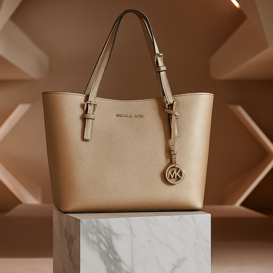 Michael Kors Gold Saffiano Leather Tote – Pre-Loved (Excellent Condition)